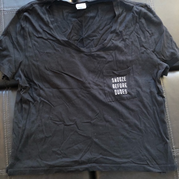 PINK Victoria’s Secret Black crop top with pocket. Size XS. - Picture 1 of 4